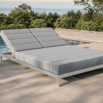 OUTFLEXX Bite Tumbona de jardín, gris claro/blanco, Alu/Poliéster, 210 x 144 cm, alta capacidad de carga