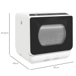 Lavavajillas compacto Homcom 4 servicio 6 programas blanco 45 cm - Imagen 2