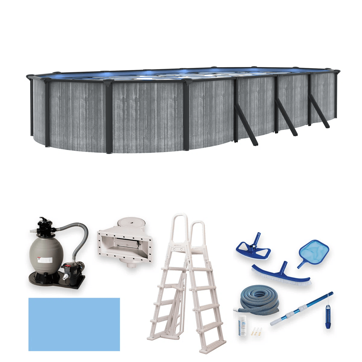 B111 (1) Piscina Elevada Ovalada de Acero – Elegancia, Resistencia y Diversión para Toda la Familia 7,32×3,66 - Imagen 1