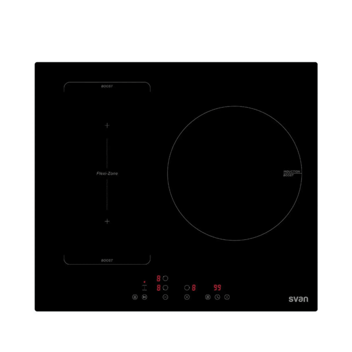 f1kjtre6uftozfewookb Placa de inducción Svan SIFZ3600 6600W 3 fuegos Flexizone doble negro 59 cm - Imagen 1