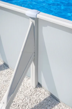 Piscina elevada de acero galvanizado blanca ovalada 5x5x1.2 m con depuradora de cartucho y escalera de seguridad GRE - Imagen 6
